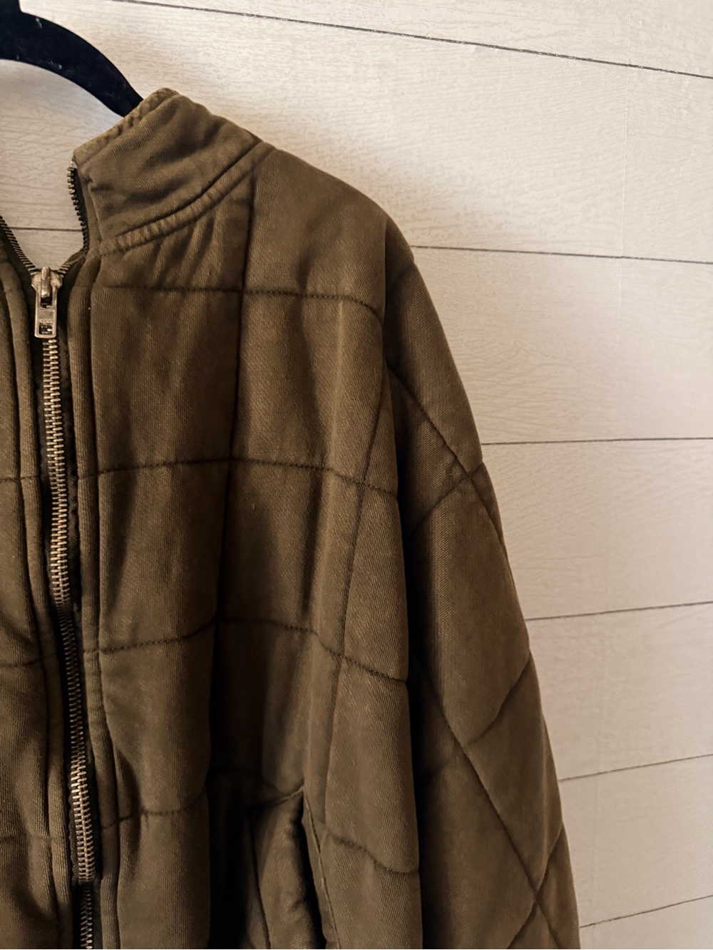 Free People Dolman Quilted Knit Jacket Medium Army Green - Picture 5 of 9